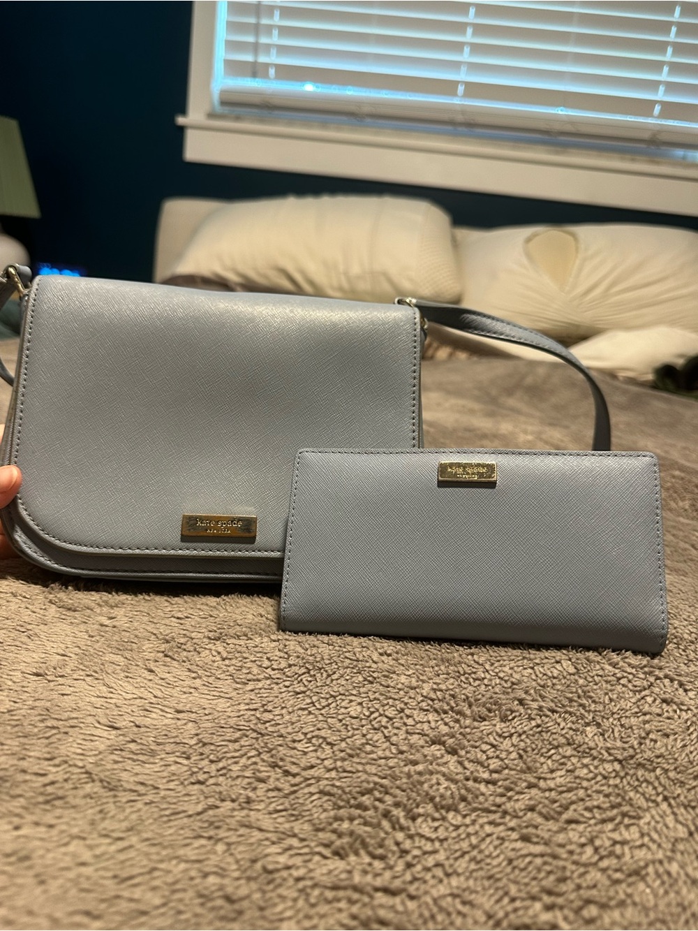 Kate Spade Light Blue Crossbody Bag with Matching Wallet